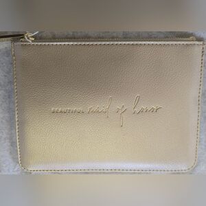 Elegant Light Taupe Katie Loxton Clutch With Gold Accents